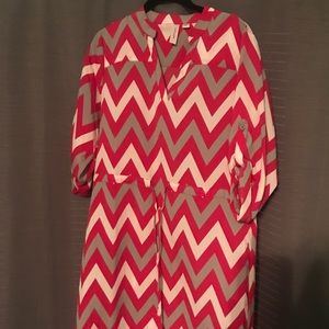 Pink Chevron Pattern Dress